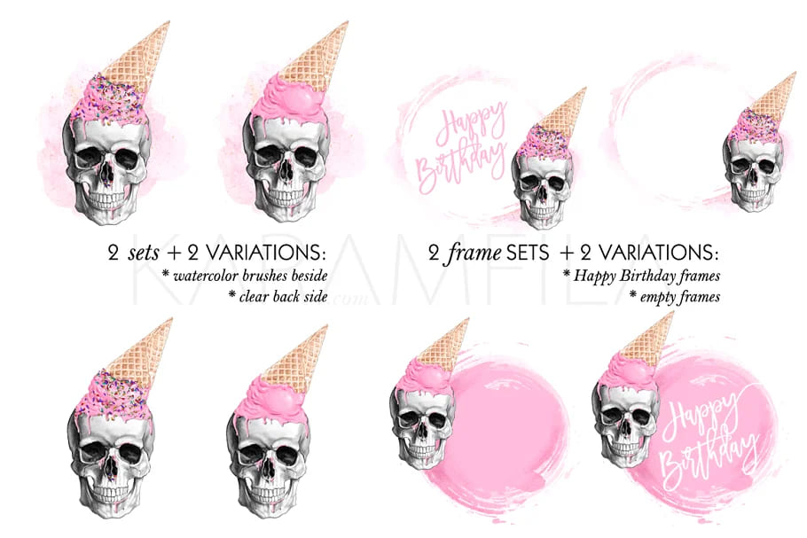 ice cream skulls design.
