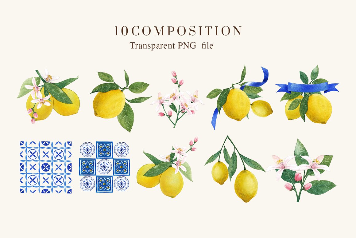 Lemon tiles presentation composition.