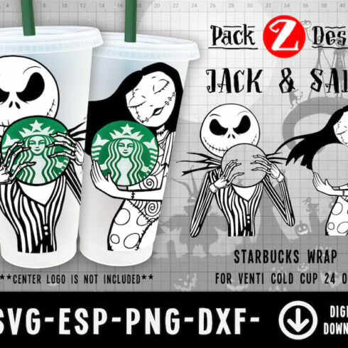 Jack And Sally Starbucks Cold Cup SVG | MasterBundles