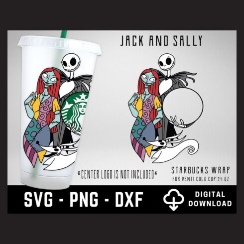 Jack And Sally SVG Starbucks Cold Cup cover image.