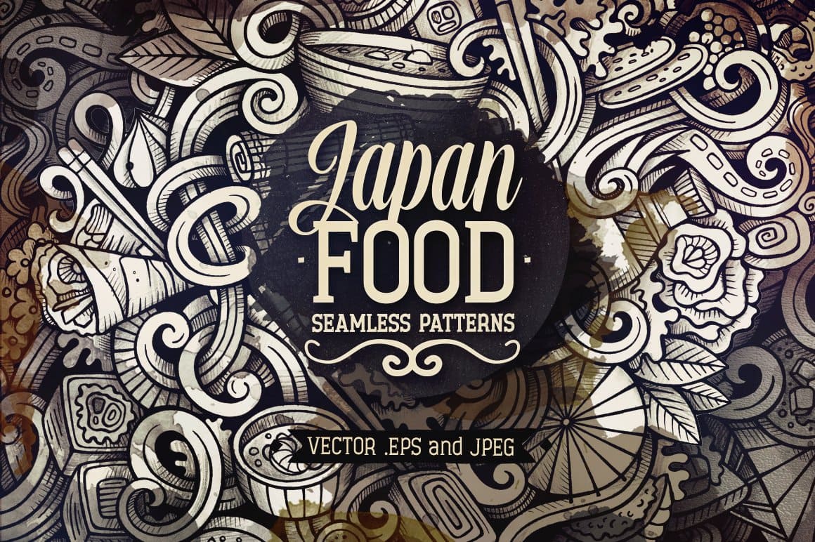 Japan Food Graphics Patterns Preview 1.