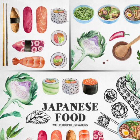 Japanese Food. Watercolor and Ink cover image.