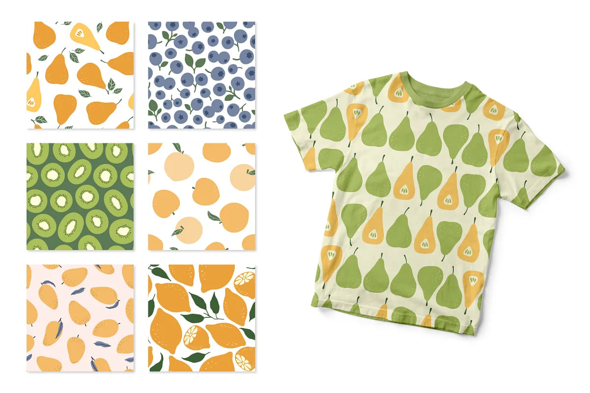 juicy fruits patterns collection.