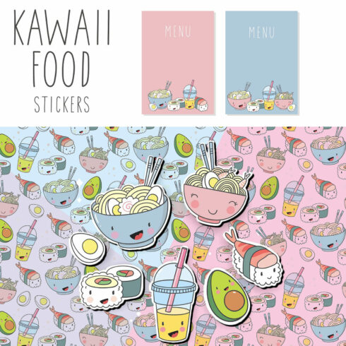 Kawaii Cartoon Food Stickers cover image.