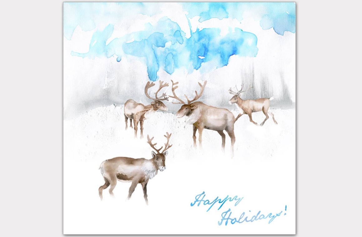 Landscape picture wuth reindeers.