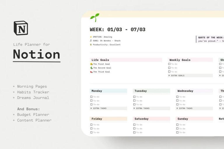 Lifestyle Planner / Notion Template – MasterBundles