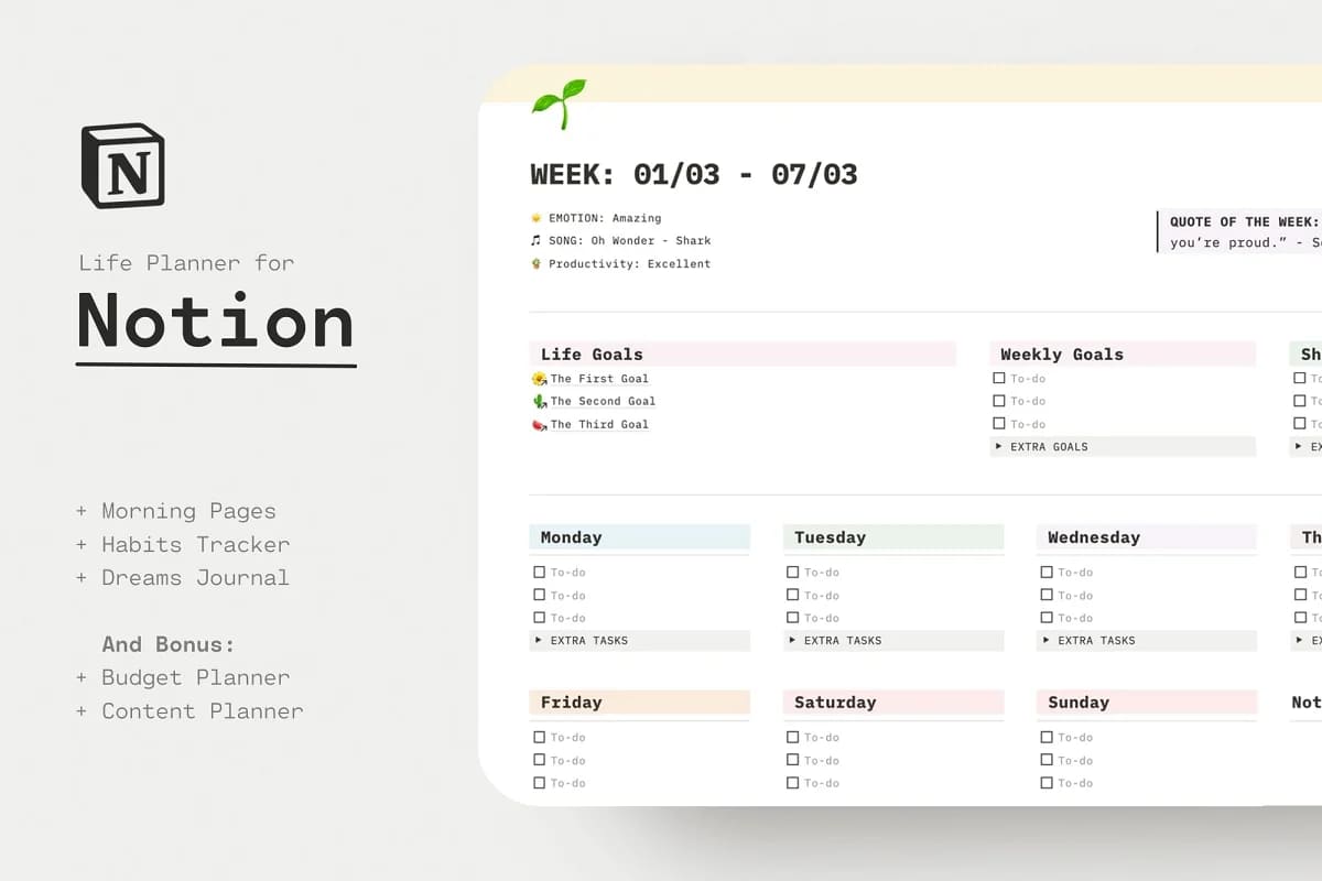 Lifestyle Planner Notion Template Master Bundles