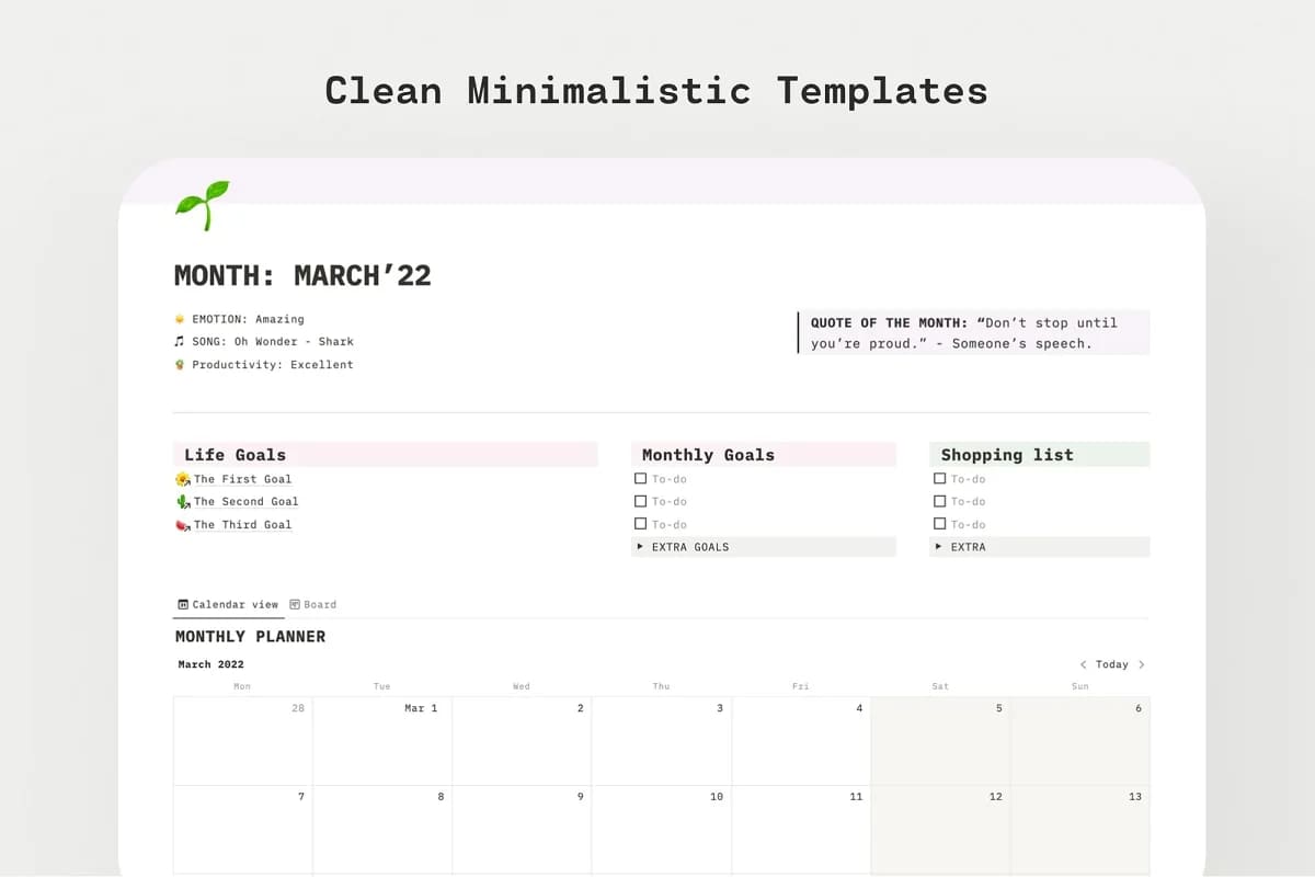 lifestyle planner notion template for managing projects.