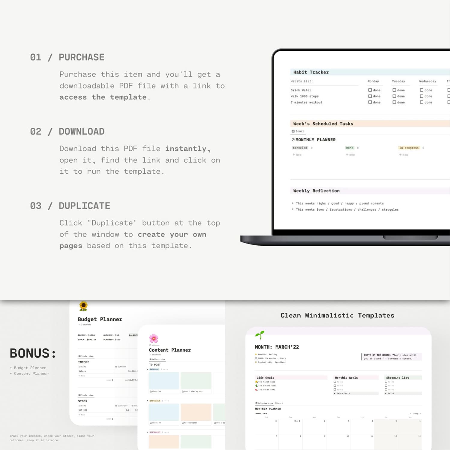 lifestyle planner notion template instant download.