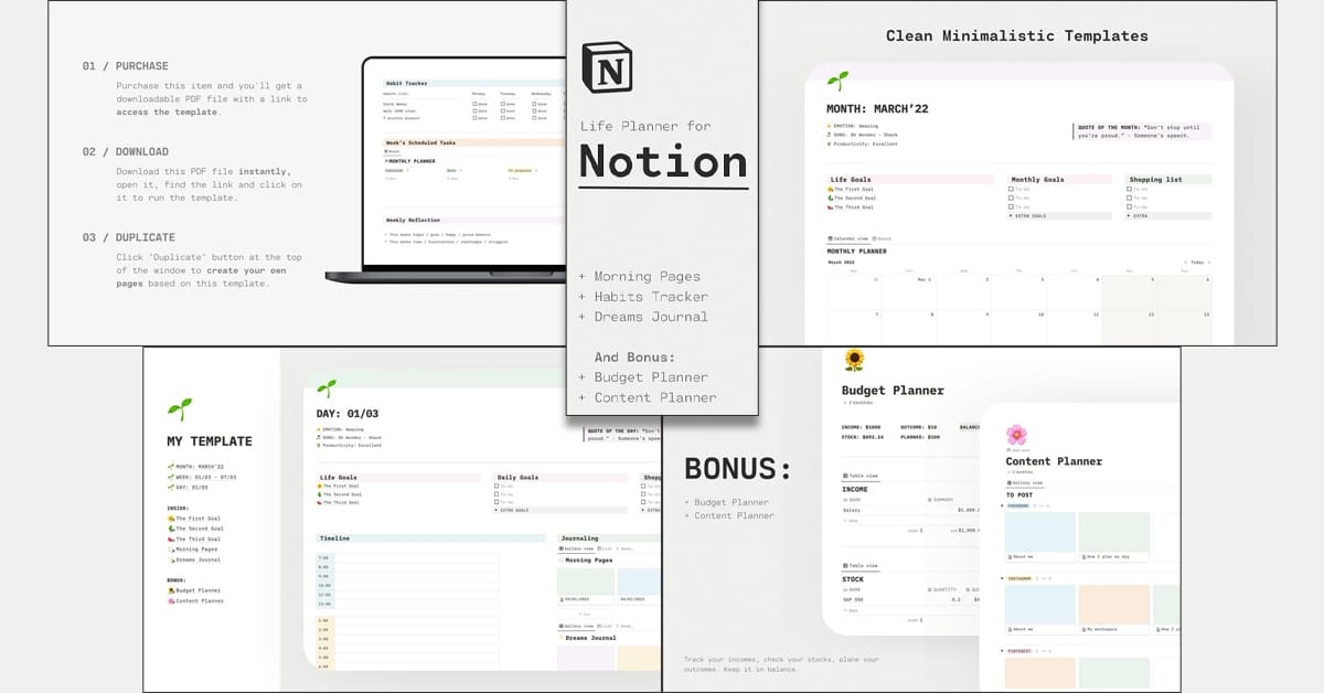 Lifestyle Planner / Notion Template facebook image.
