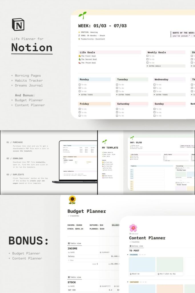 Lifestyle Planner / Notion Template – MasterBundles