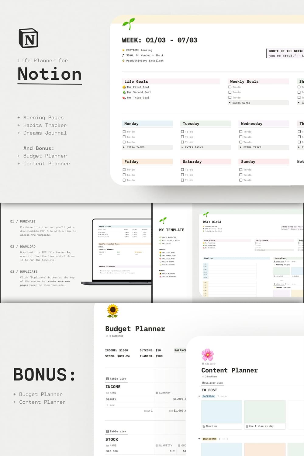 Lifestyle Planner / Notion Template pinterest image.