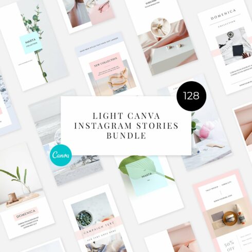 128 Light CANVA Instagram Stories Bundle | Master Bundles