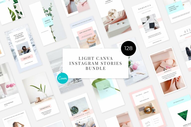 128 Light CANVA Instagram Stories Bundle – MasterBundles