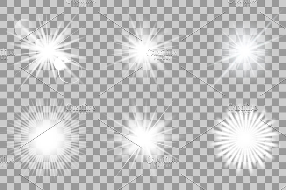 6 light effects on a gray checkered background.
