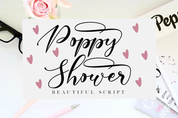lovely font bundle, poppy shower script.