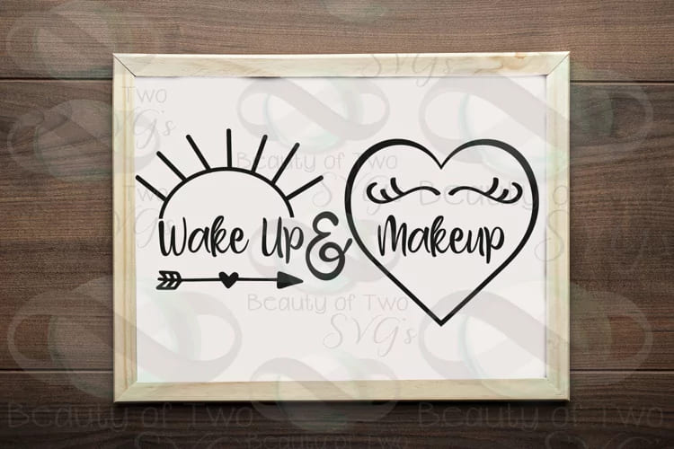 makeup bag svg bundle, wake up and makeup quote design mockup.