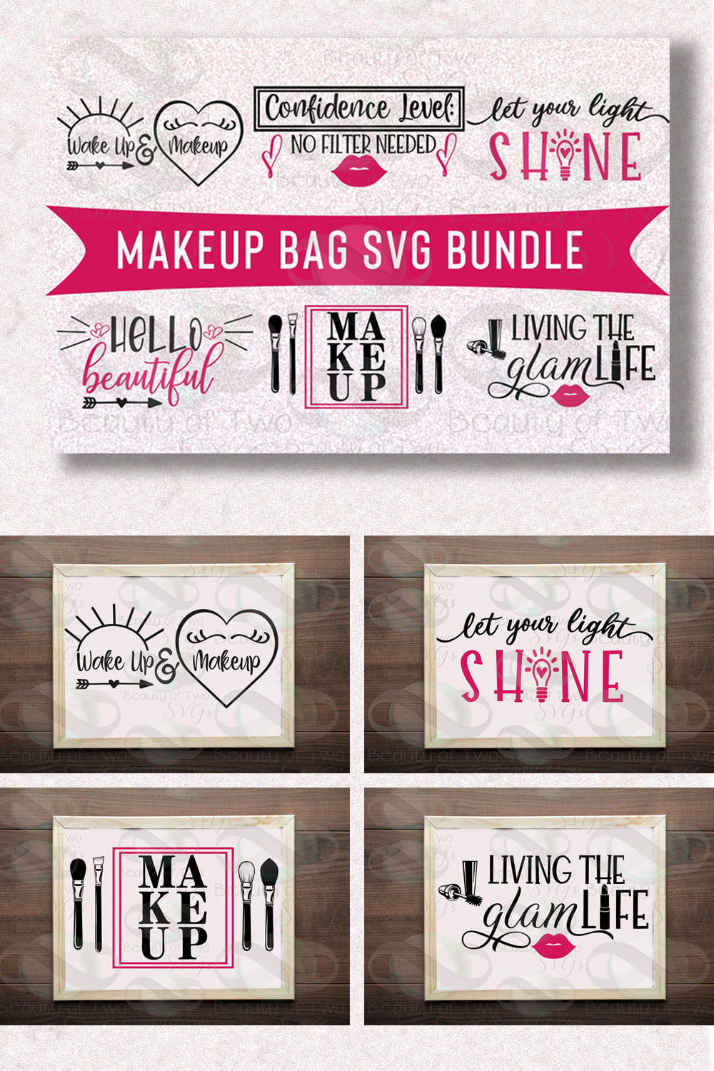 Makeup Bag SVG Bundle pinterest image.