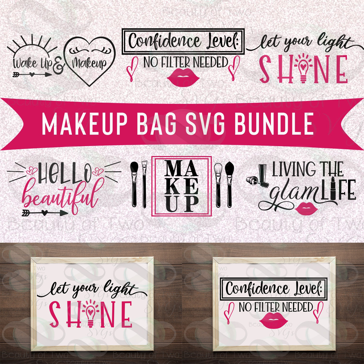 Makeup Bag Monogram Frame SVG File
