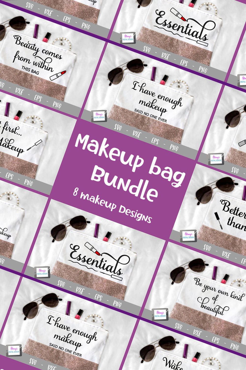 makeup bundle 8 makeup bag svg designs, beautiful designs for your ideas.