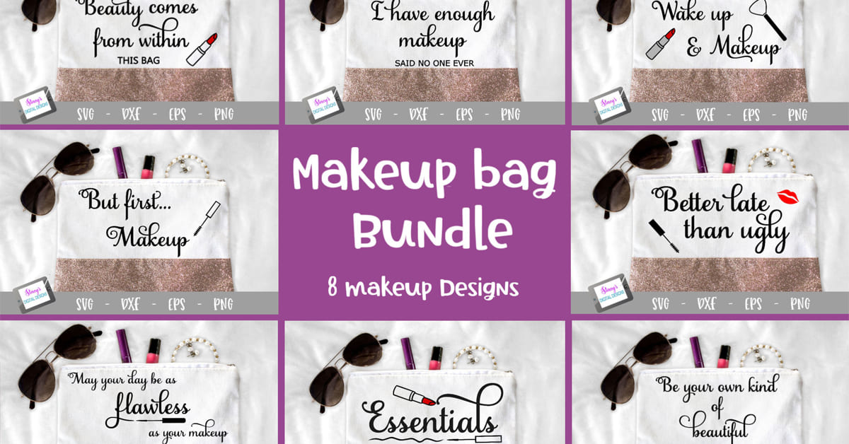 Makeup Bundle - 8 Makeup Bag SVG Designs facebook image.