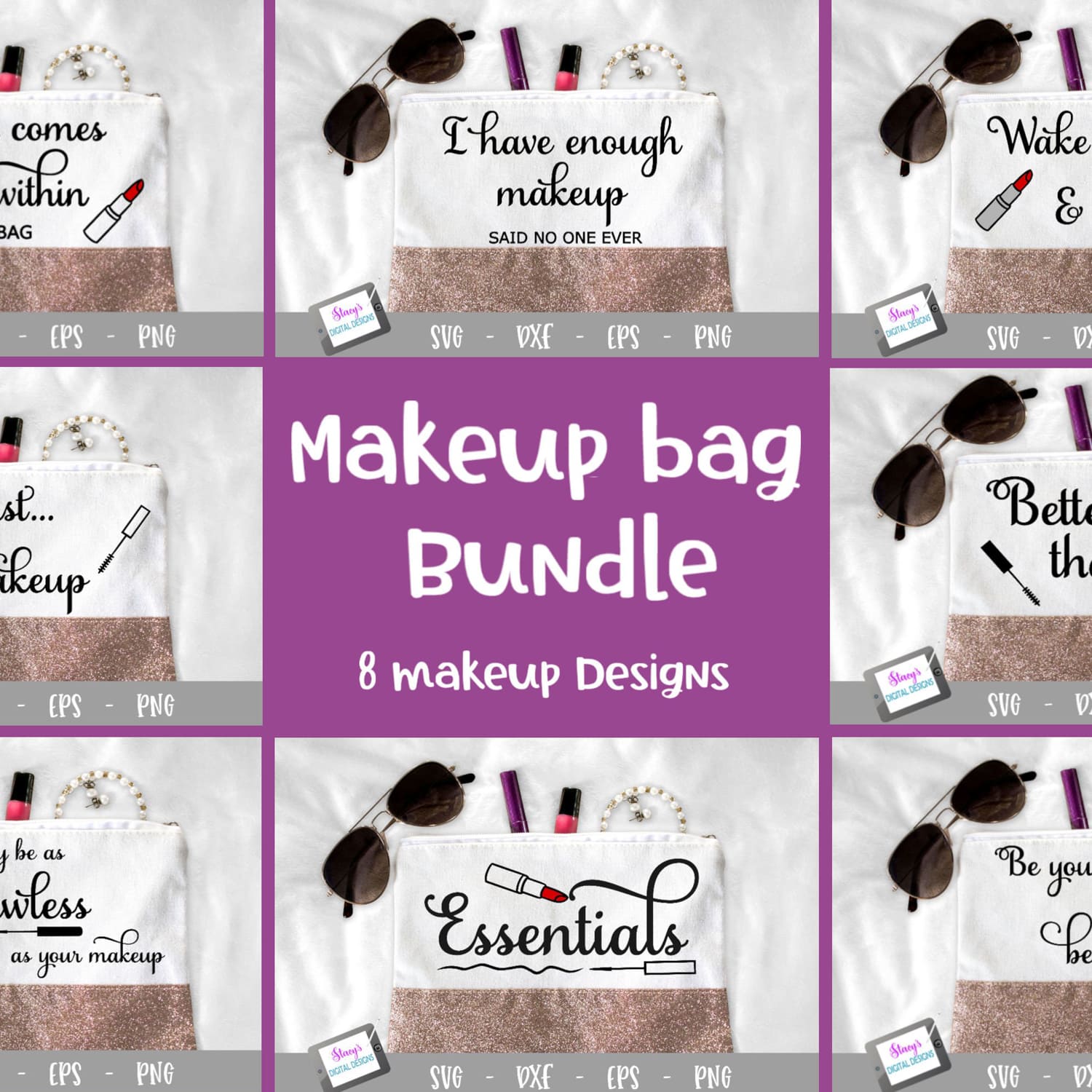 makeup bundle 8 makeup bag svg designs good for printing.