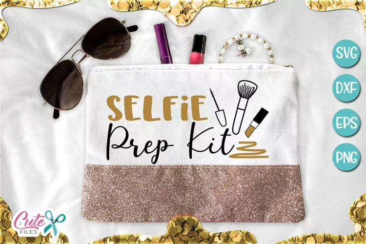 makeup bundle svg for crafter, selfie prep kit quote mockup.