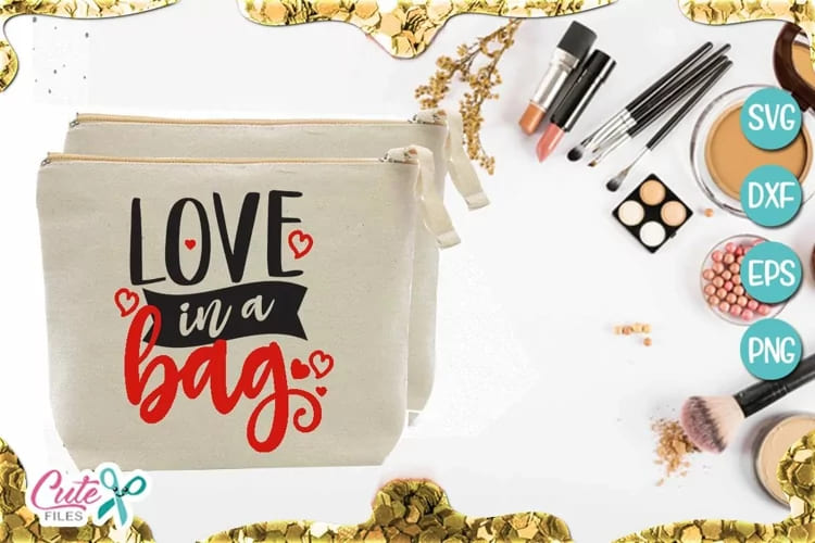 makeup bundle svg for crafter, love in a bag quote mockup.
