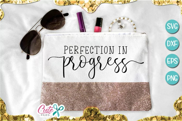 makeup bundle svg for crafter, perfection in progress quote mockup.