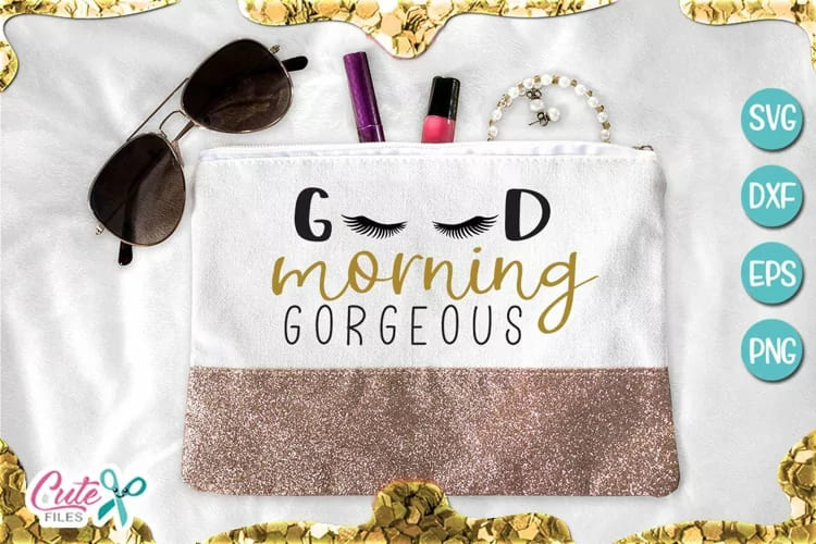 makeup bundle svg for crafter, good morning gorgeous quote mockup.