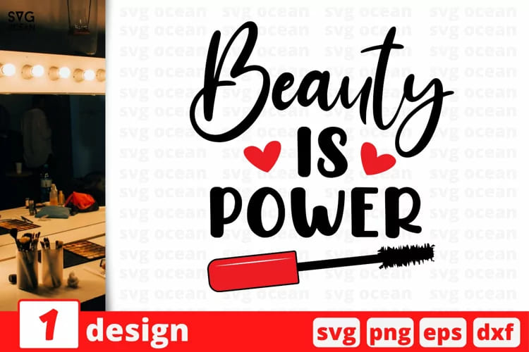 makeup svg bundle, beauty is power design mockup.