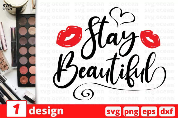 makeup svg bundle, stay beautiful design mockup.