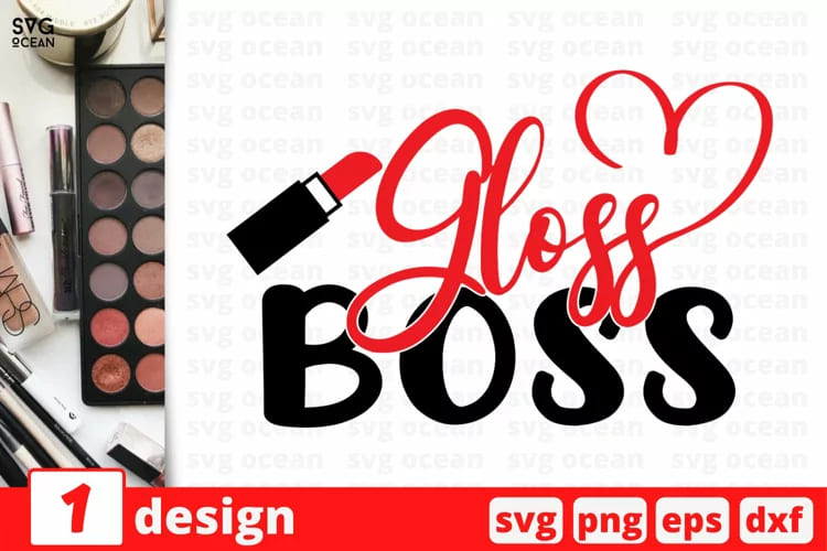 makeup svg bundle, gloss boss design mockup.