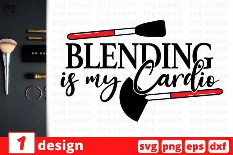 makeup svg bundle, blending is my cardio design mockup.