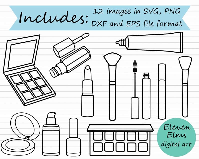 makeup svg bundle cosmetic clipart set.