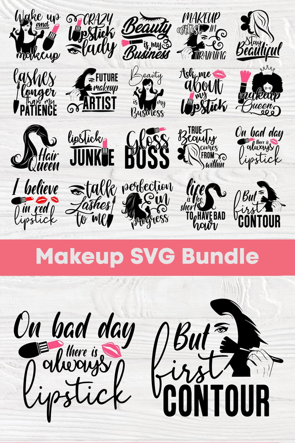 Makeup SVG Bundle pinterest image.