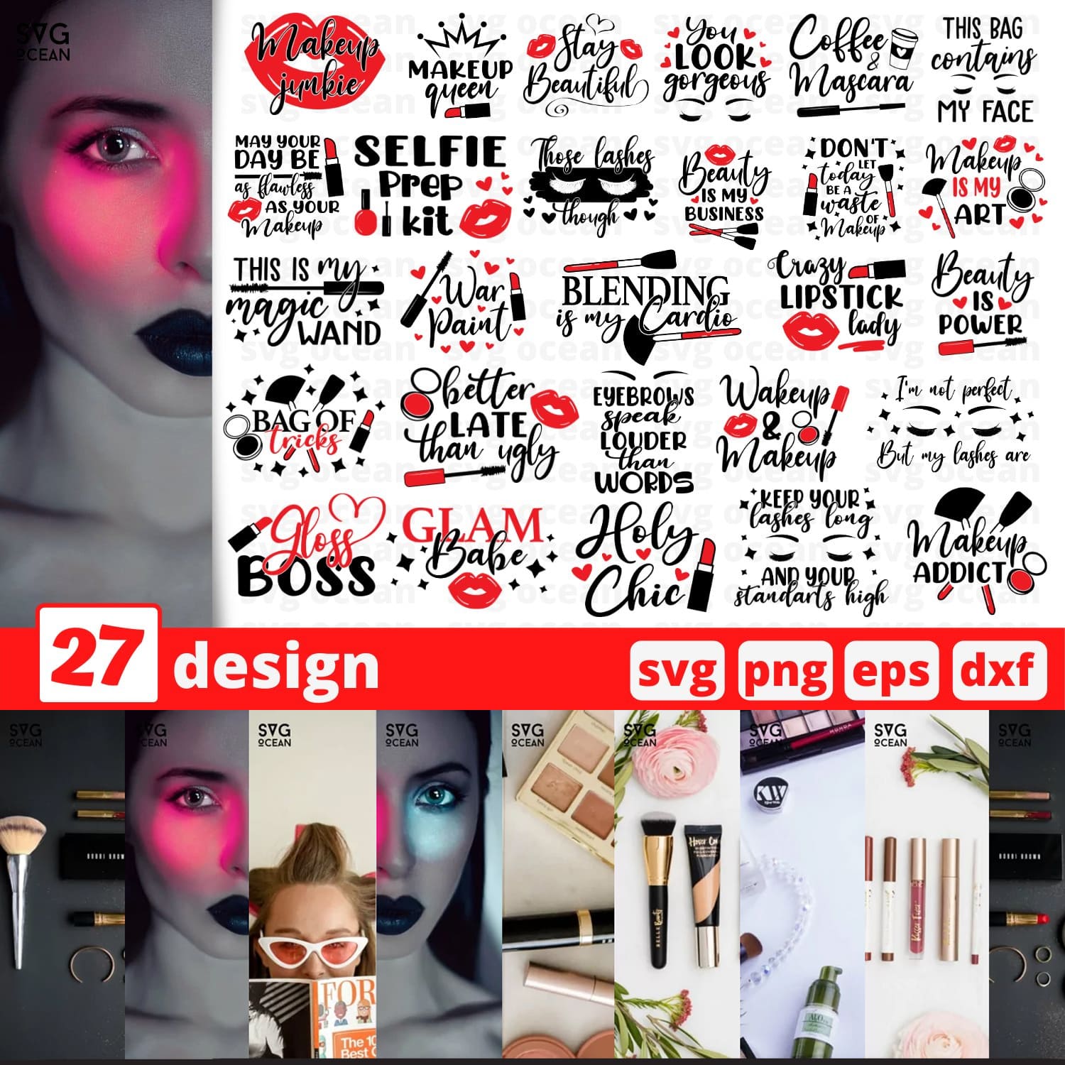 Makeup SVG Bundle | Makeup Brushes Cut File | Cricut cover image.
