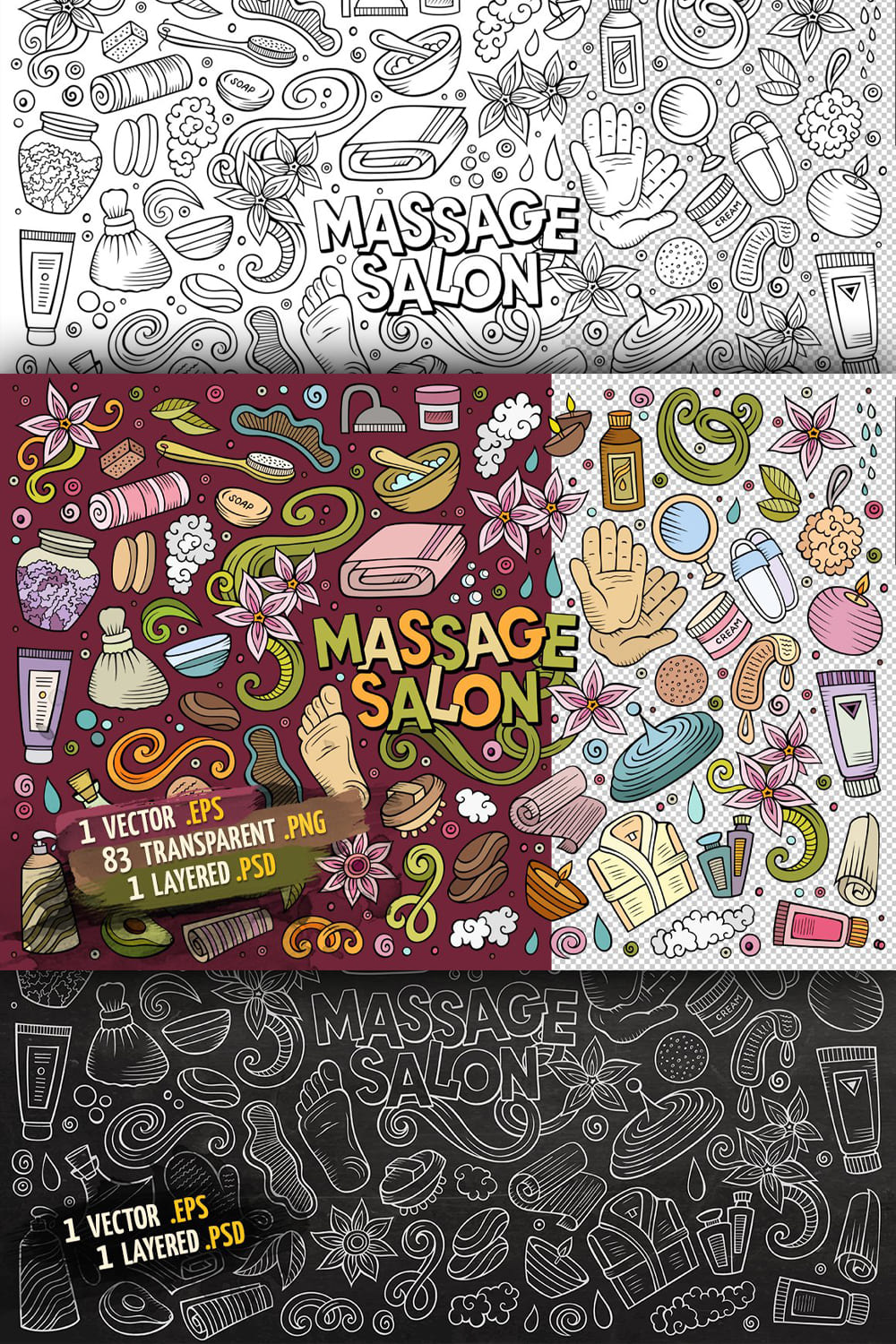 Massage Objects Elements Set Pinterest 1000 1500.