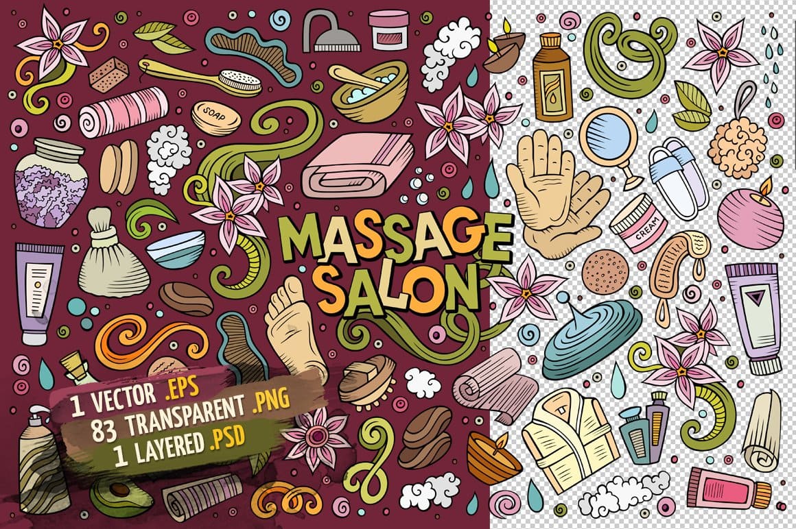 Massage Objects Elements Set Preview 2.