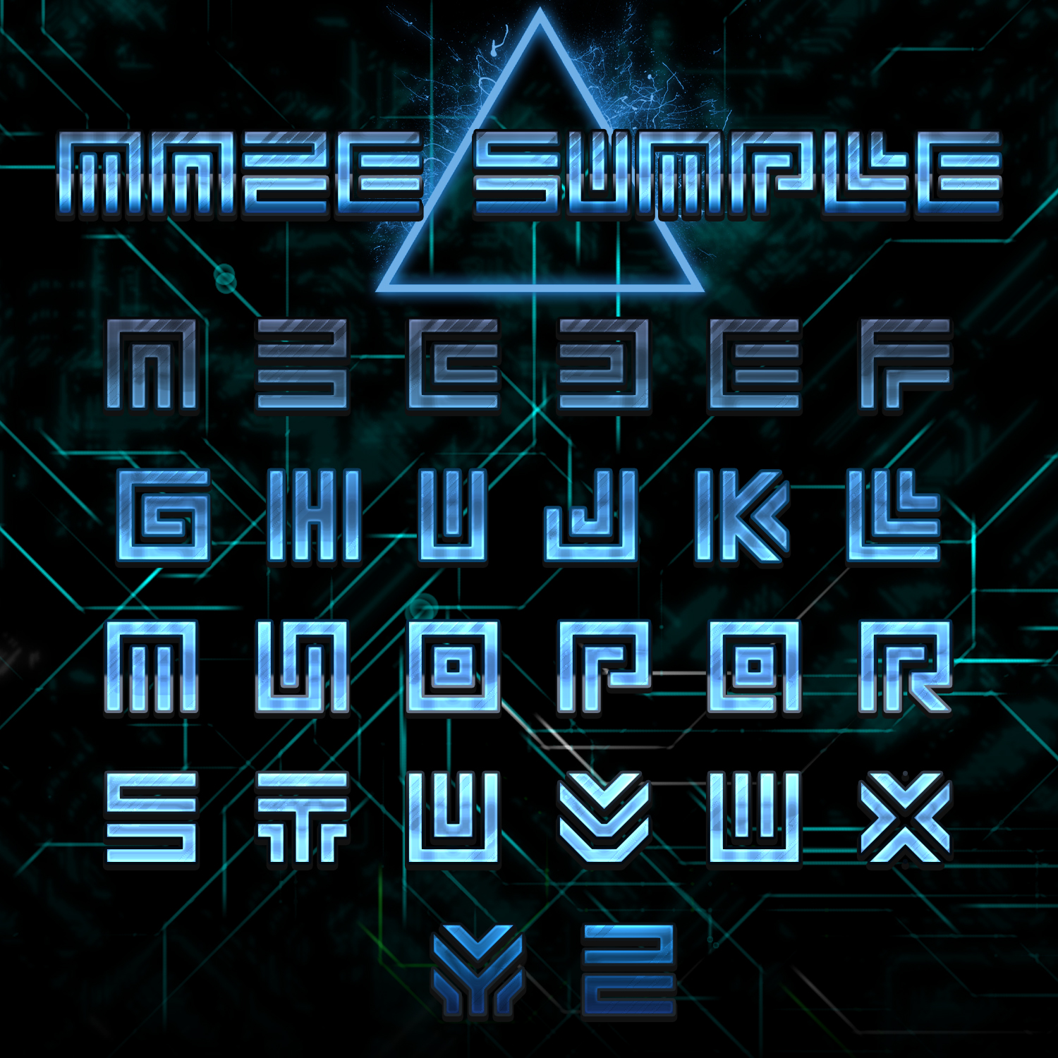 Unique stylish font shown on a blue background.