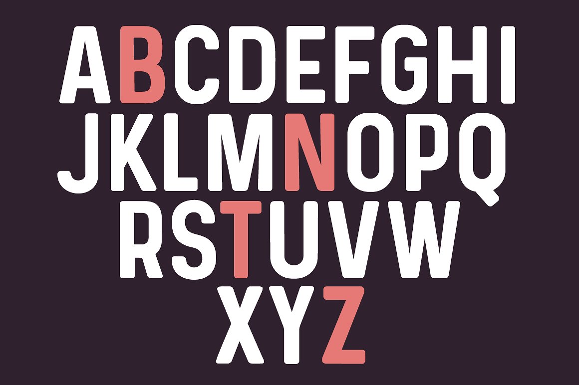 English alphabet of white letters except four red.