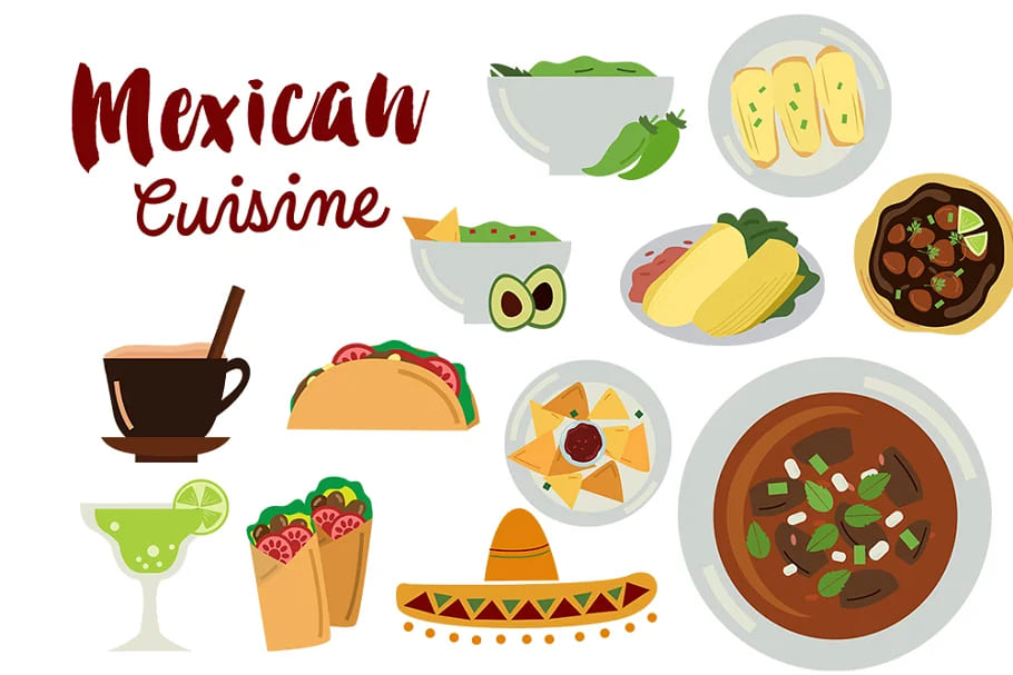 mexican clip art tacos clip art set.