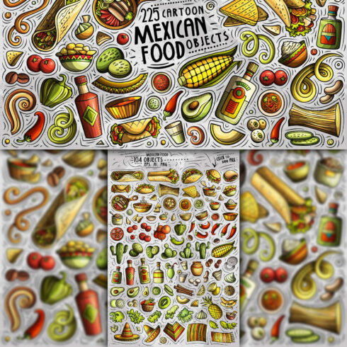 Mexican Food Cartoon Objects Set 1500 1500 1.