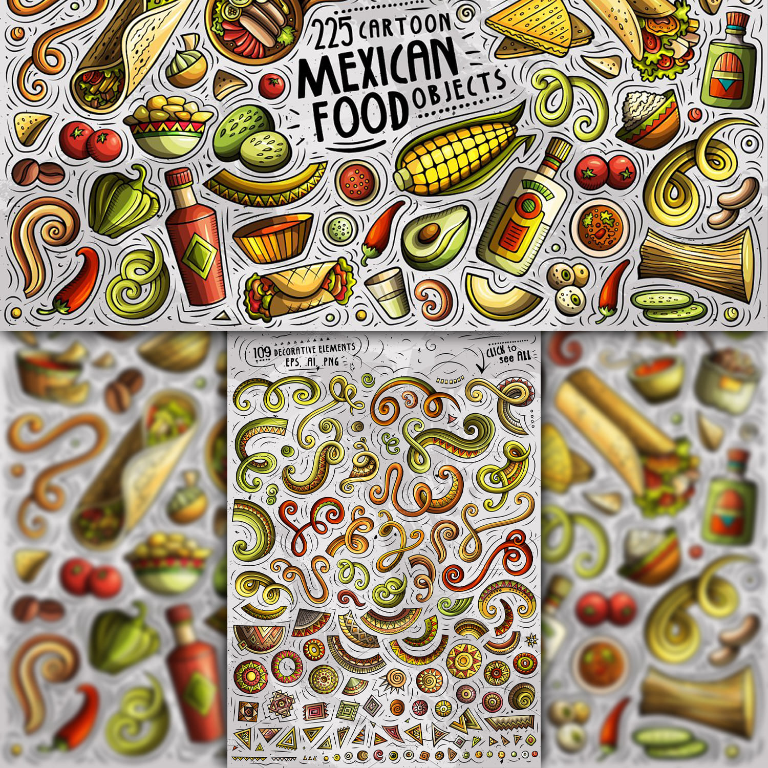 Mexican Food Cartoon Objects Set 1500 1500 2.