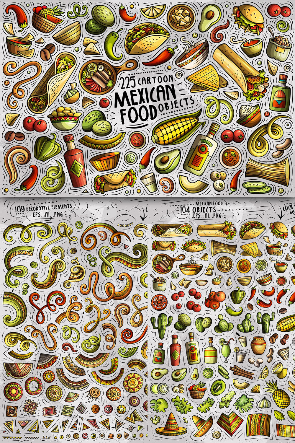Mexican Food Cartoon Objects Set Pinterest 1000 1500.