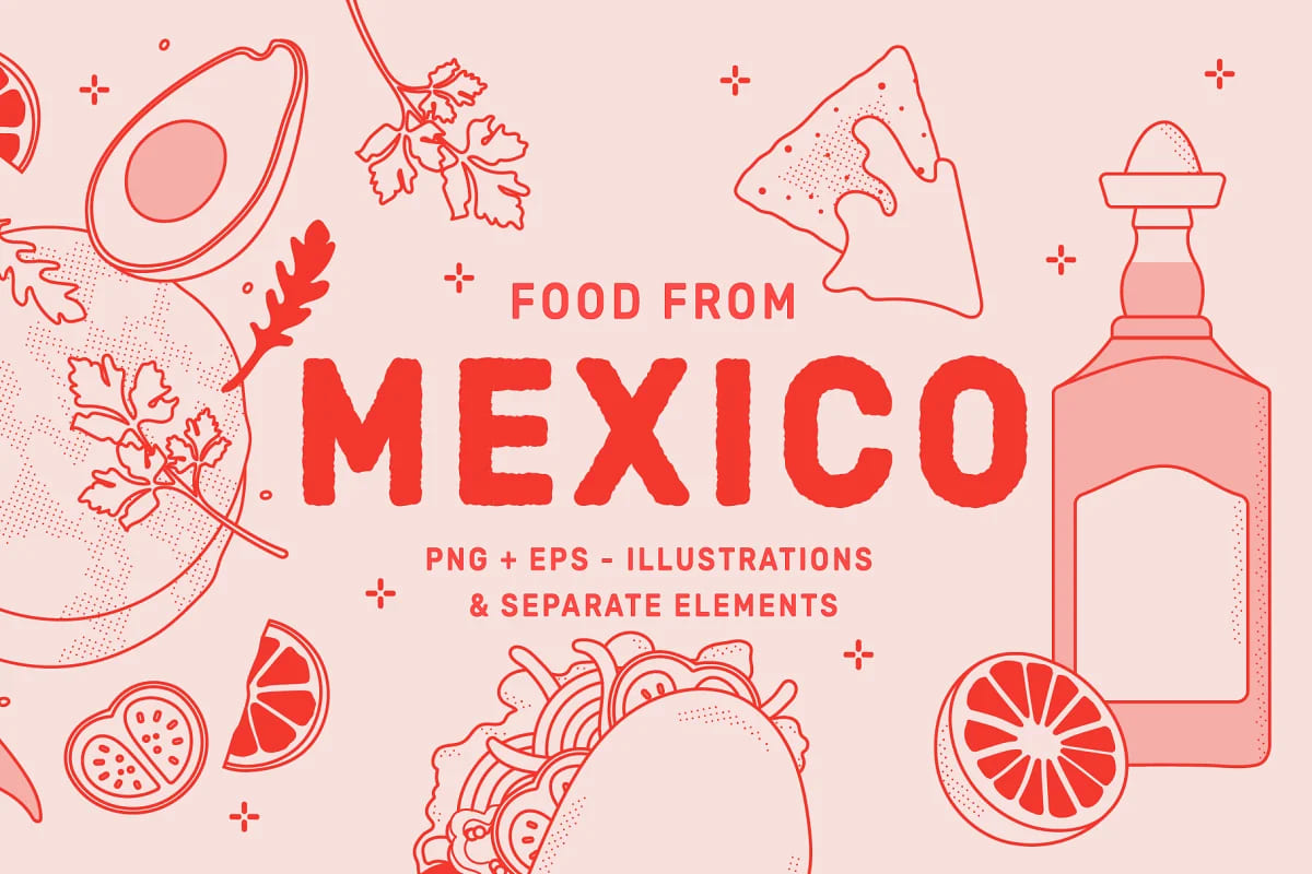 mexican food vector illustrations.