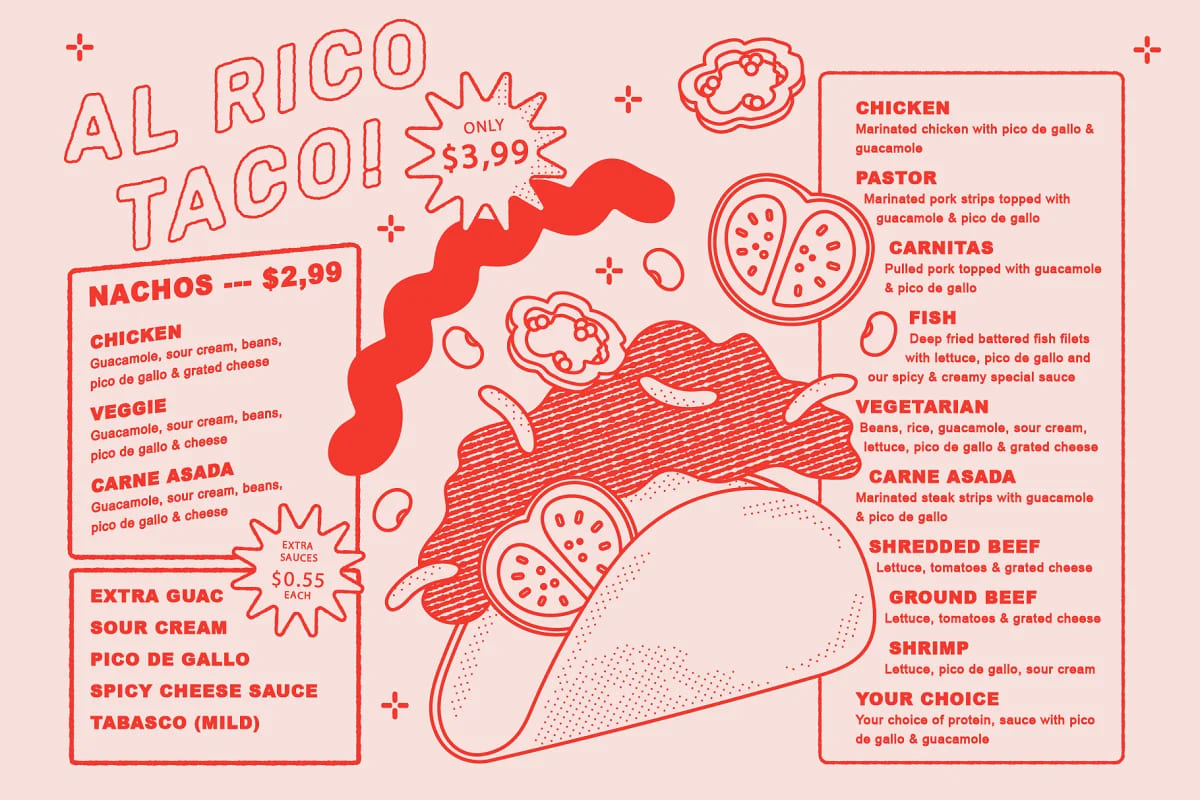 mexican food vector illustrations menu design.