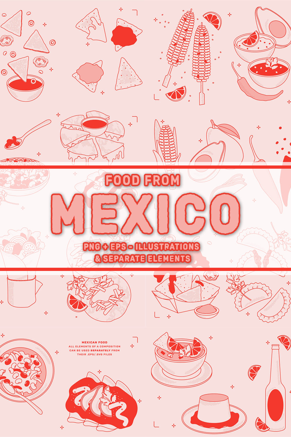 Mexican Food Vector Illustrations pinterest image.