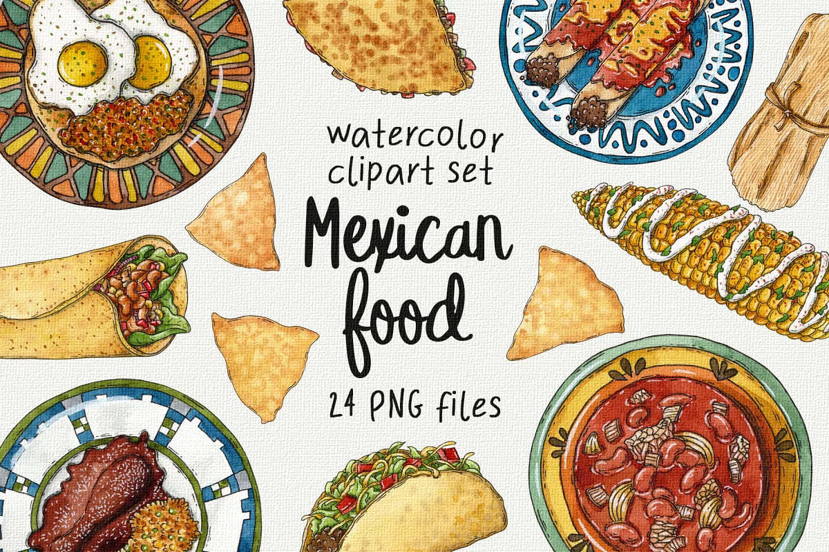 mexican watercolor food clipart.