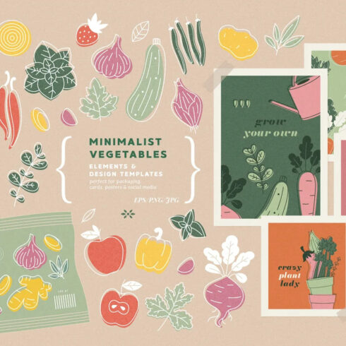 minimalist vegetables collection.